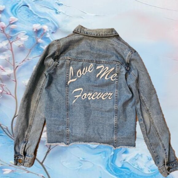 Forever 21 Jackets & Blazers - Forever 21 'Love Me Forever' Distressed Faded Denim Jacket Size S